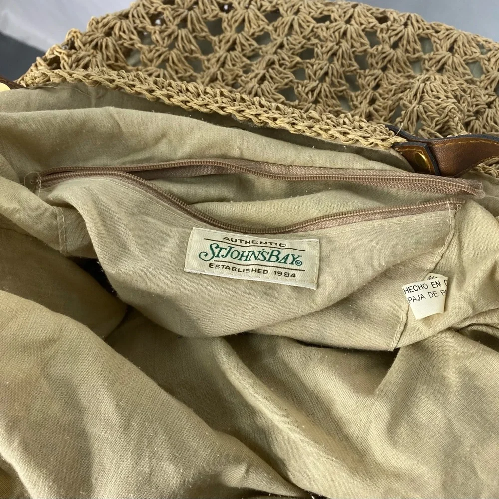 Vintage St. John Bay Paper Straw Beach Tote Bag‎ Shoulder Bag Boho Bohemian